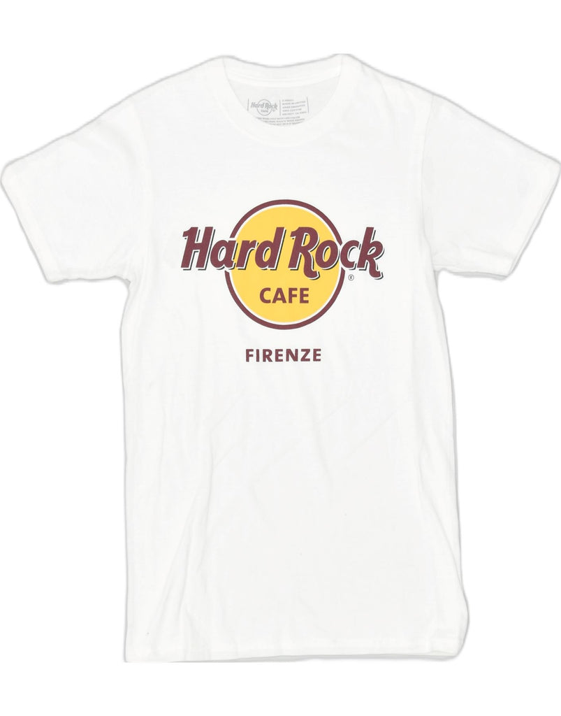 HARD ROCK CAFE Womens Firenze Graphic T-Shirt Top UK 6 XS White Cotton | Vintage | Thrift | Second-Hand | Used Clothing | Messina Hembry 