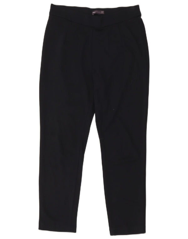 Marks & Spencer Womens Tapered Casual Trousers UK 12 Medium W30 L26 Black
