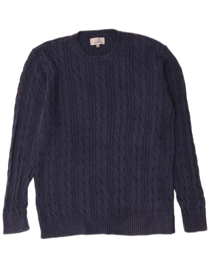 Marks & Spencer Mens Regular Fit Crew Neck Jumper Sweater Large Navy Blue