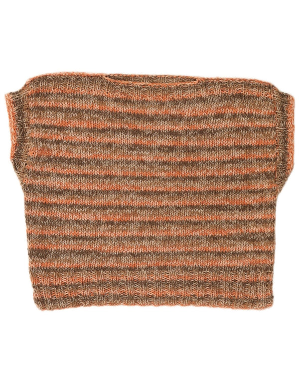 Vintage Womens Boat Neck Jumper Sweater UK 18 XL Orange Striped