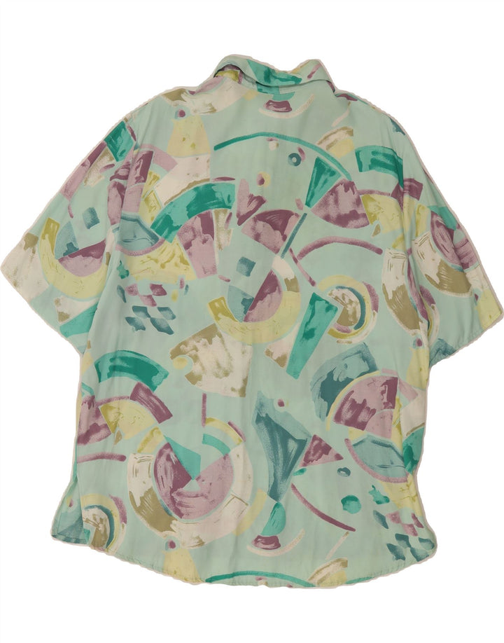 VINTAGE Womens Abstract Pattern Shirt UK 18 XL Turquoise Patchwork Vintage Vintage and Second-Hand Vintage from Messina Hembry 