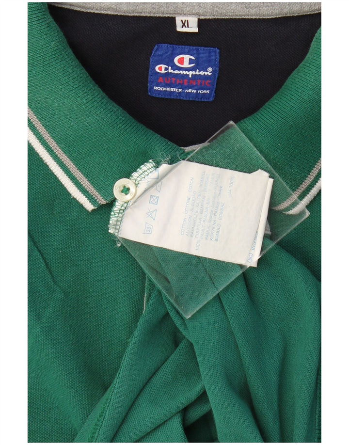 CHAMPION Mens Polo Shirt XL Green Cotton