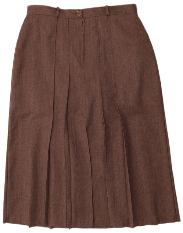 St. Bernard Womens Midi Pleated Skirt UK 20 2XL W34 Brown Wool