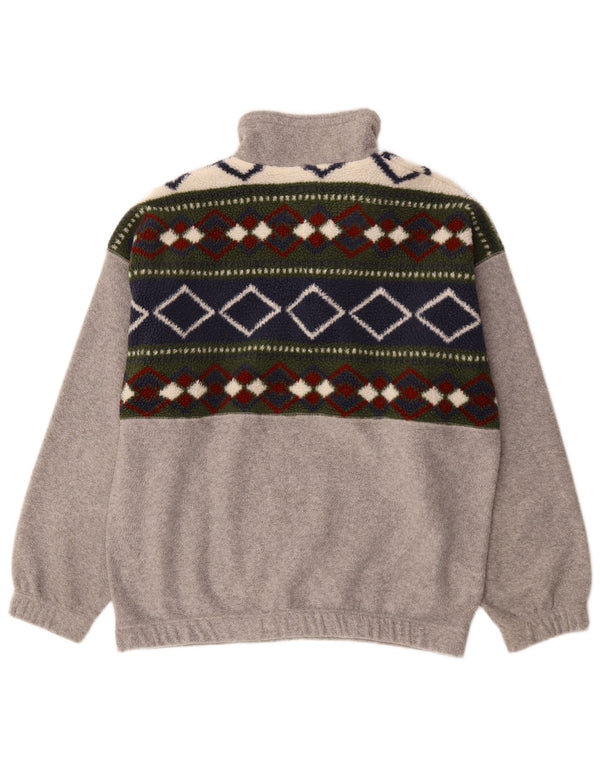 Active Mens Zip Neck Fleece Jumper Medium Grey Colourblock Polyester