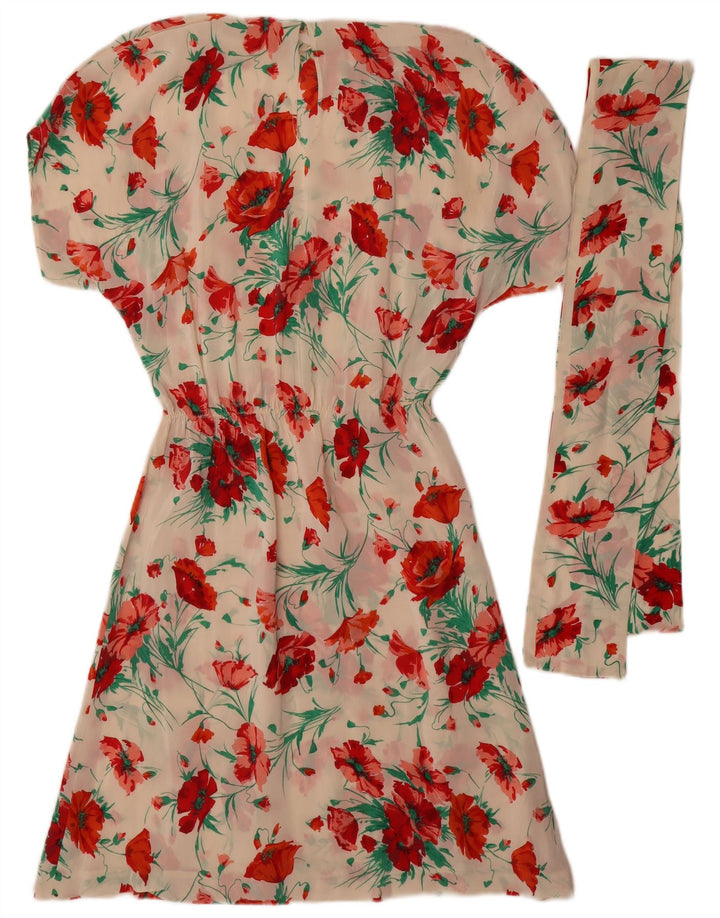Vintage Womens A-Line Dress UK 14 Medium White Floral