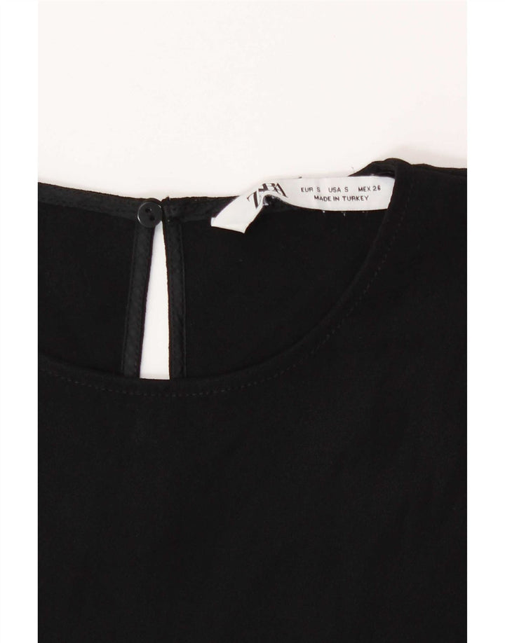 Zara Womens Blouse Top UK 10 Small Black