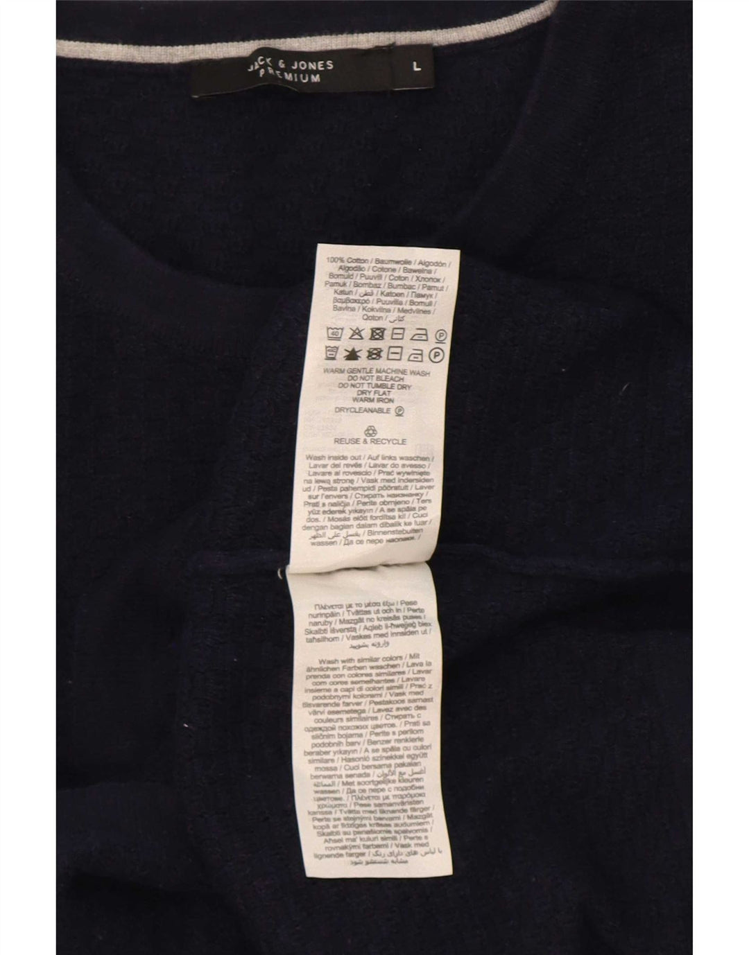 Jack & Jones Mens Crew Neck Jumper Sweater Large Navy Blue Cotton