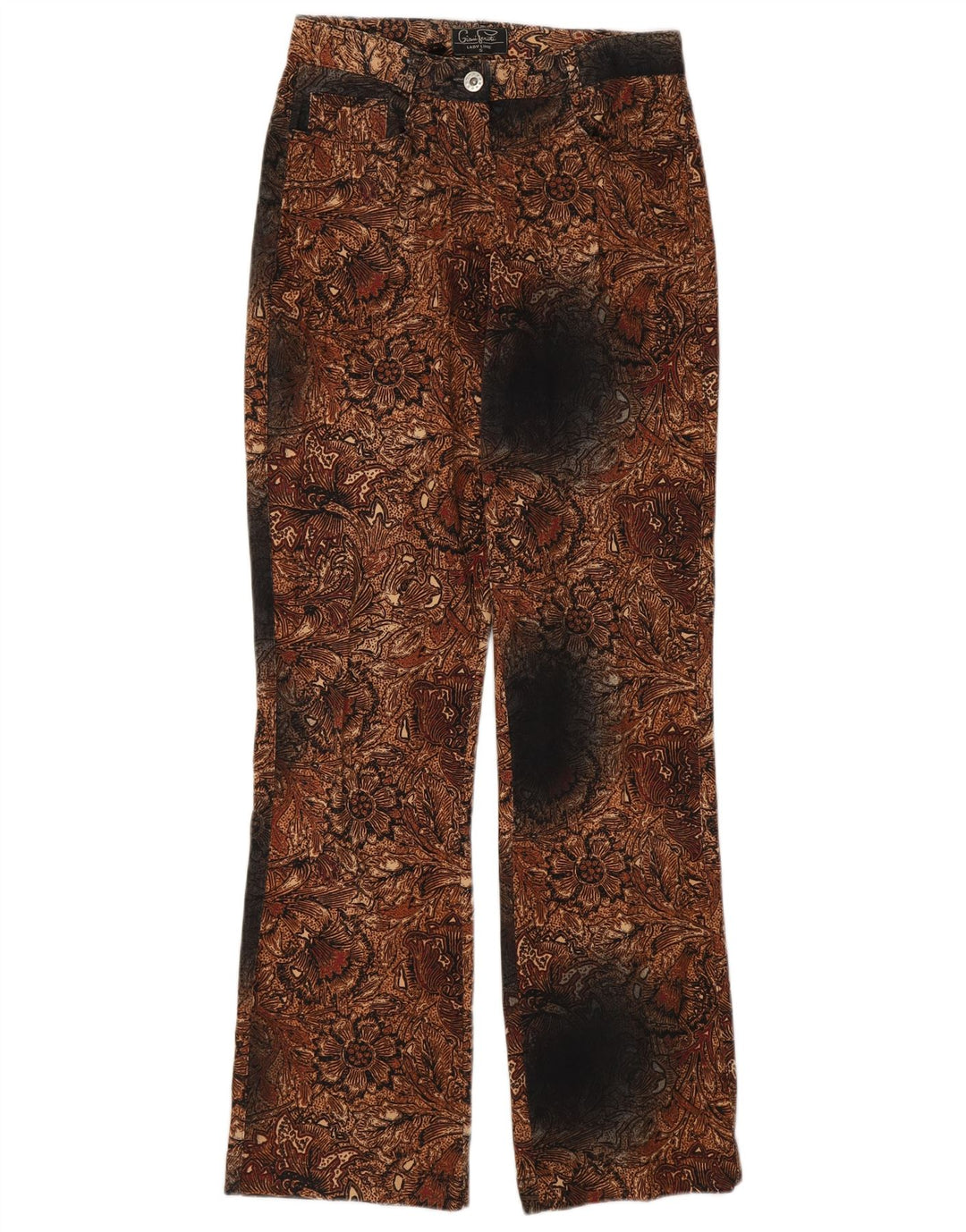 GIANI FEROTI Womens Straight Casual Trousers Small W26 L30 Brown Paisley