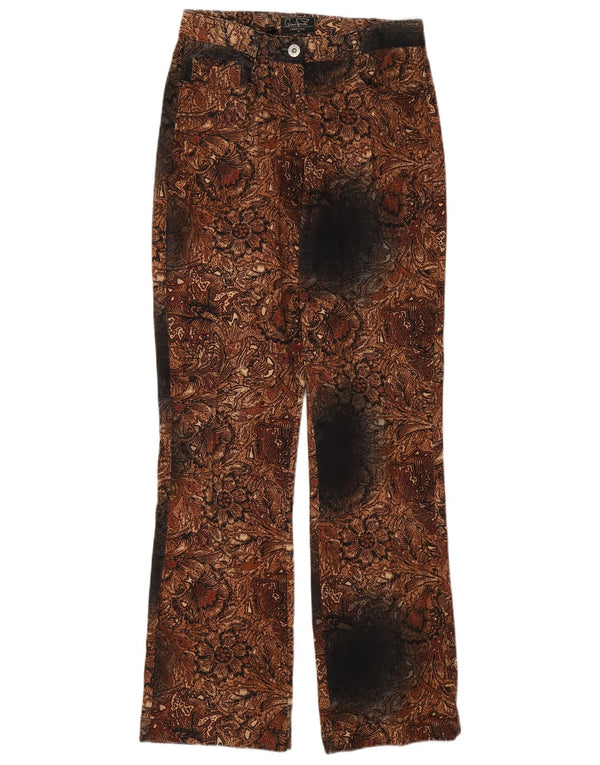 GIANI FEROTI Womens Straight Casual Trousers Small W26 L30 Brown Paisley