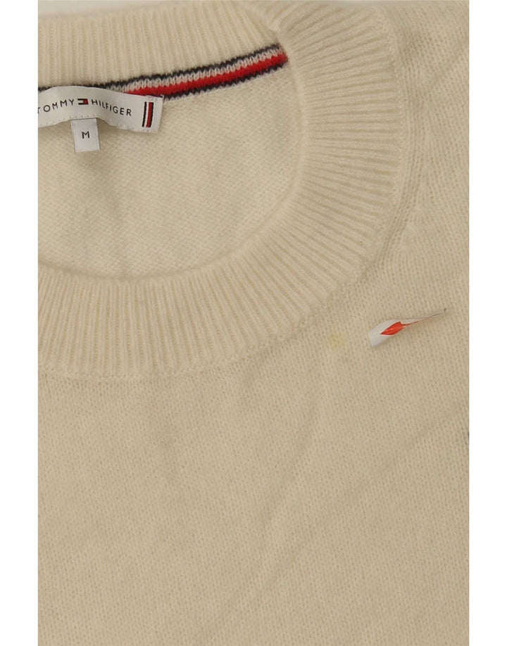 Tommy Hilfiger Womens Crew Neck Jumper Sweater UK 14 Medium Off White Wool