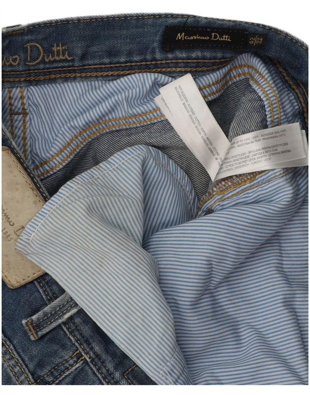 Massimo Dutti Mens Straight Jeans EU 42 Large W32 L32 Blue Cotton