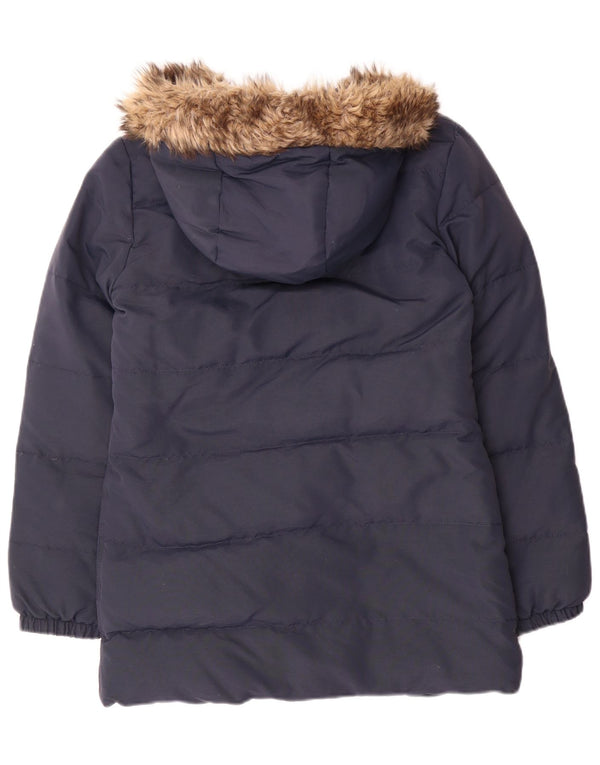 Jack Wills Womens Hooded Sherpa Padded Jacket UK 8 Small Navy Blue Nylon