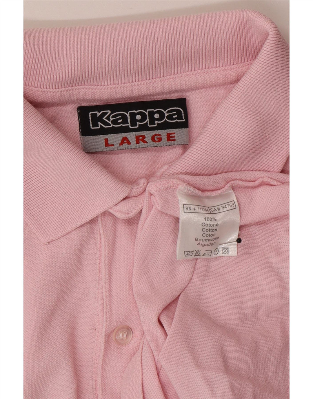 Kappa Mens Polo Shirt Large Pink Cotton