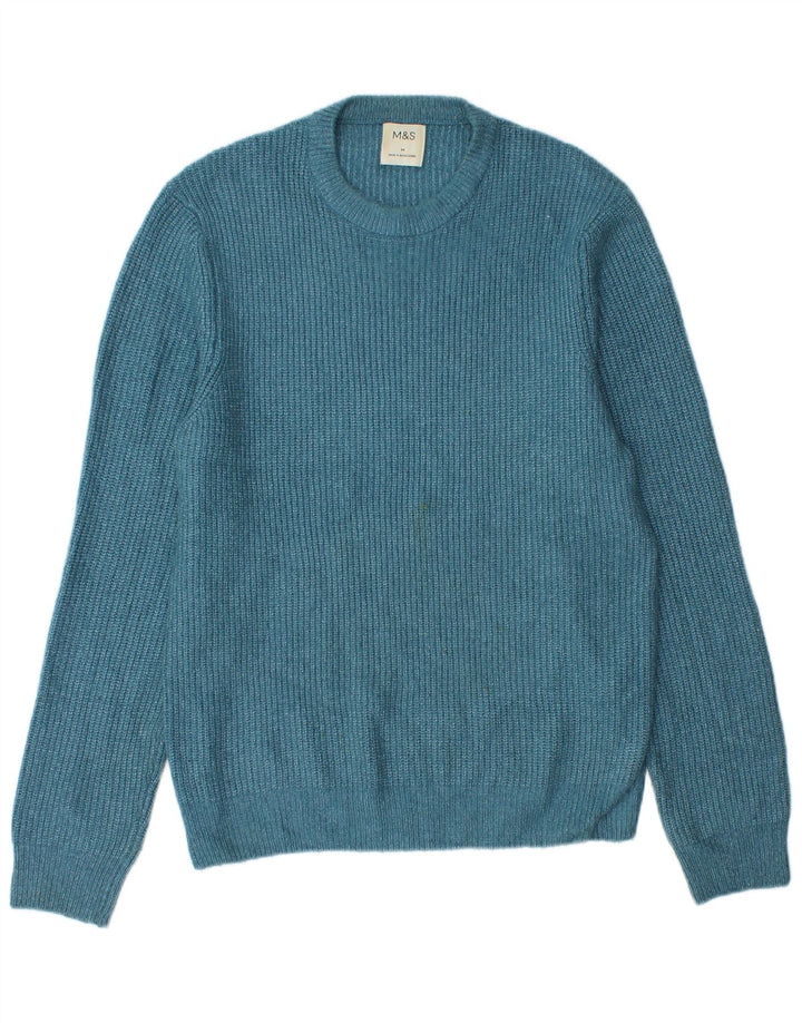 Marks & Spencer Mens Crew Neck Jumper Sweater Medium Blue Polyamide