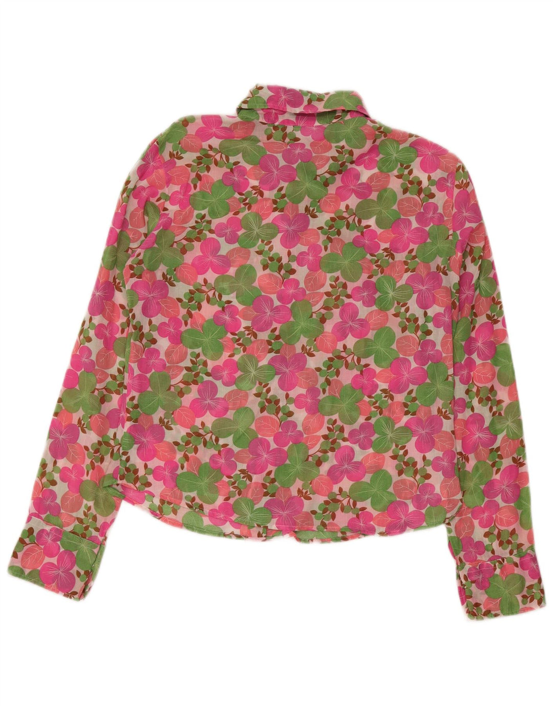 Benetton Womens Shirt UK 14 Medium Pink Floral
