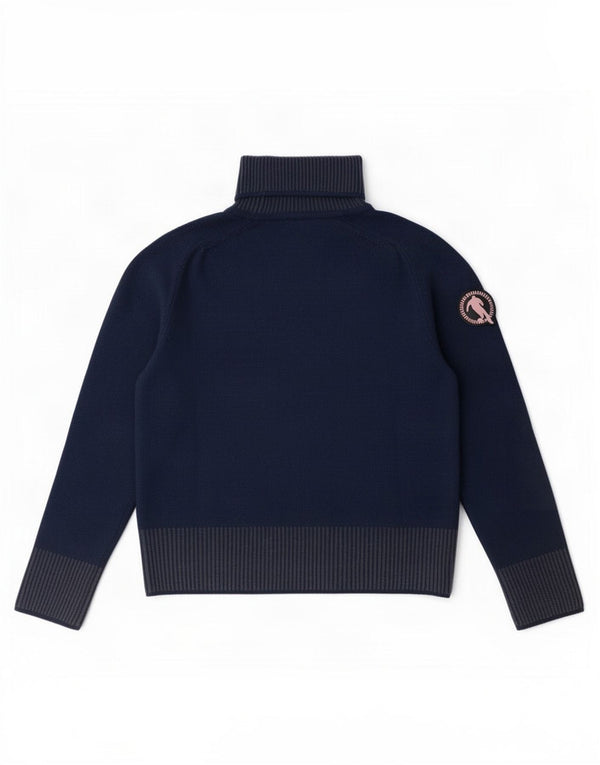Bikkembergs Womens Roll Neck Jumper Sweater UK 10 Small Blue Colourblock