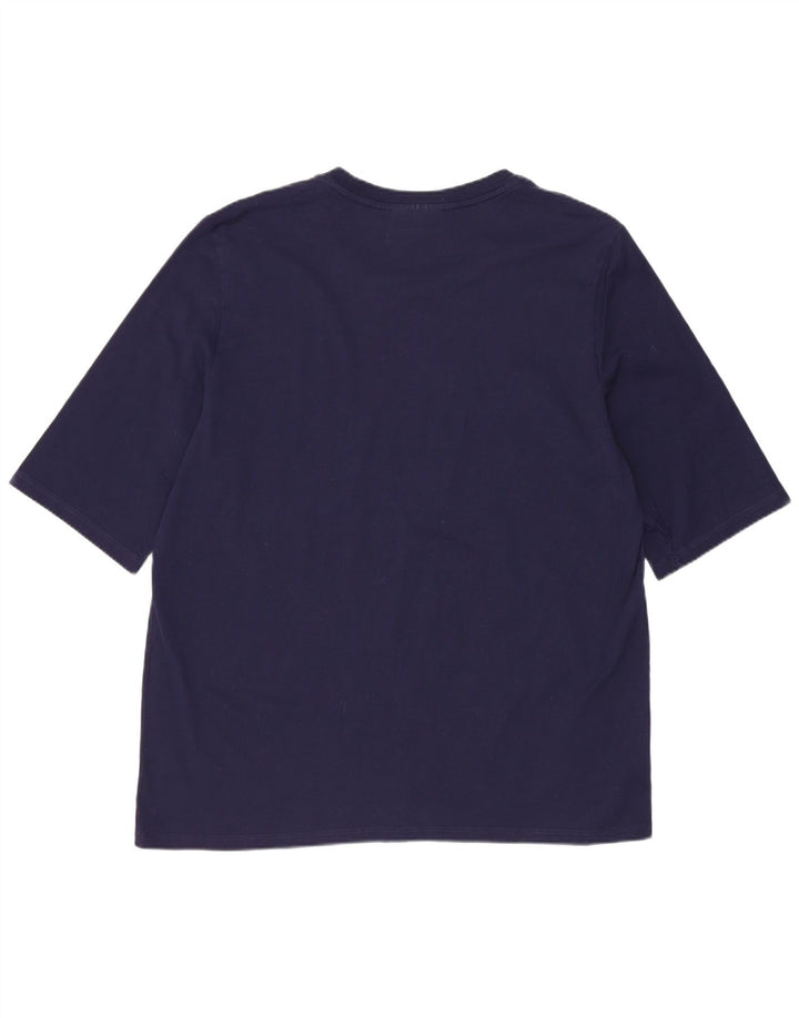 Lacoste Womens T-Shirt Top Size 44 Large Navy Blue Cotton