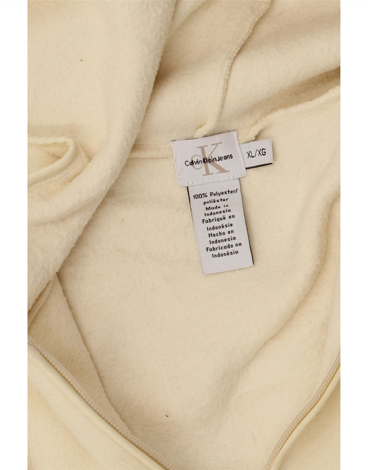 Calvin Klein Jeans Womens Hooded Fleece Jacket UK 18 XL Off White Polyester