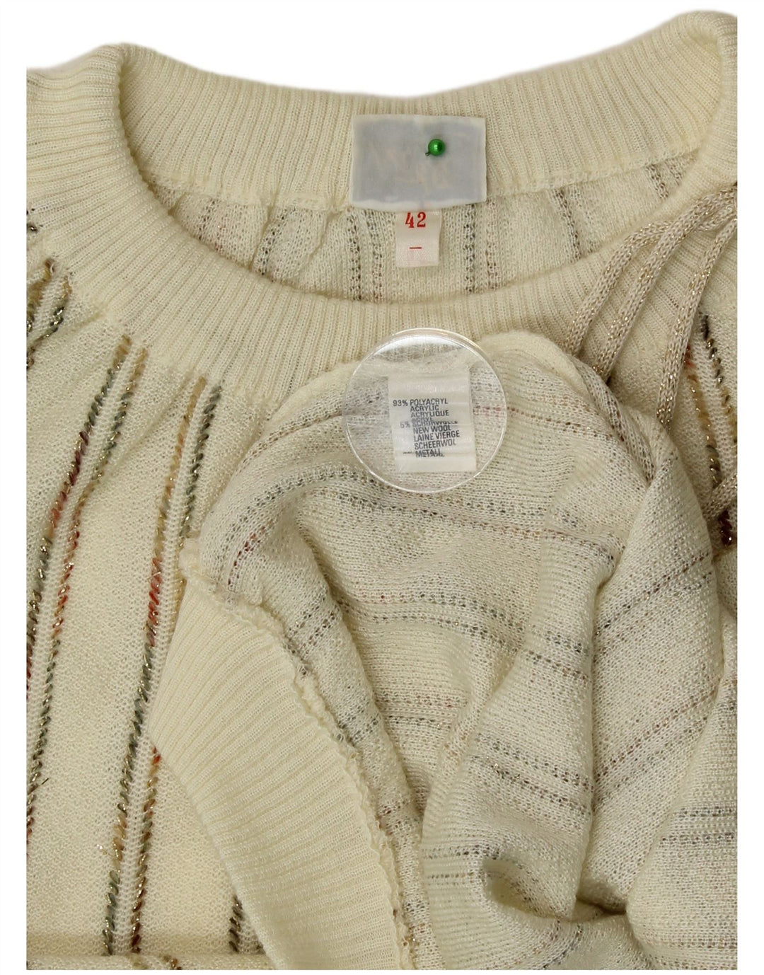 Vintage Womens Boat Neck Jumper Sweater IT 42 Medium Off White Striped