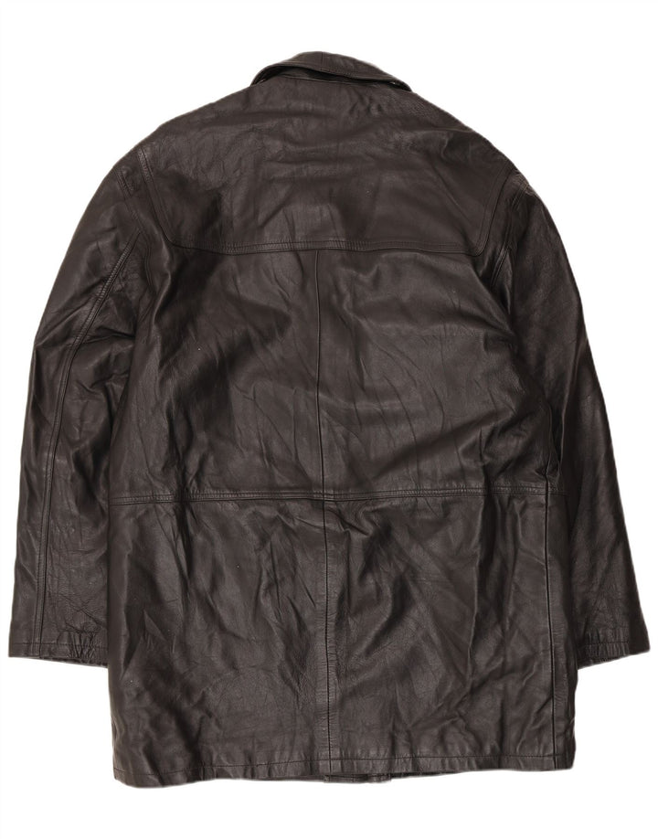 Conbipel Mens Leather Coat IT 52 Large Black Leather