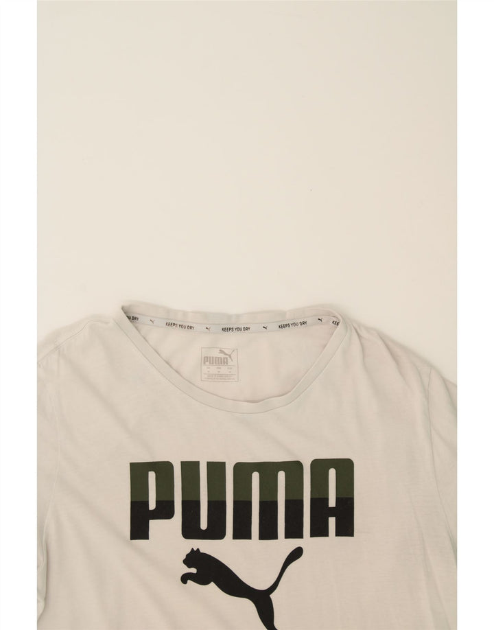 PUMA Mens Graphic T-Shirt Top Medium White Cotton Vintage Puma and Second-Hand Puma from Messina Hembry 