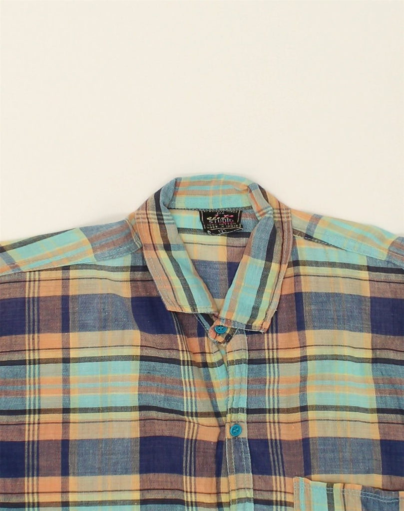 STUDIO Mens Short Sleeve Shirt Large Multicoloured Plaid Cotton | Vintage Studio | Thrift | Second-Hand Studio | Used Clothing | Messina Hembry 