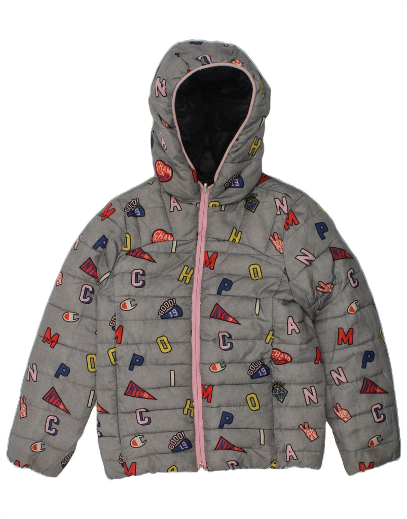 CHAMPION Girls Hooded Reversible Padded Jacket 7-8 Years Small  Black | Vintage Champion | Thrift | Second-Hand Champion | Used Clothing | Messina Hembry 