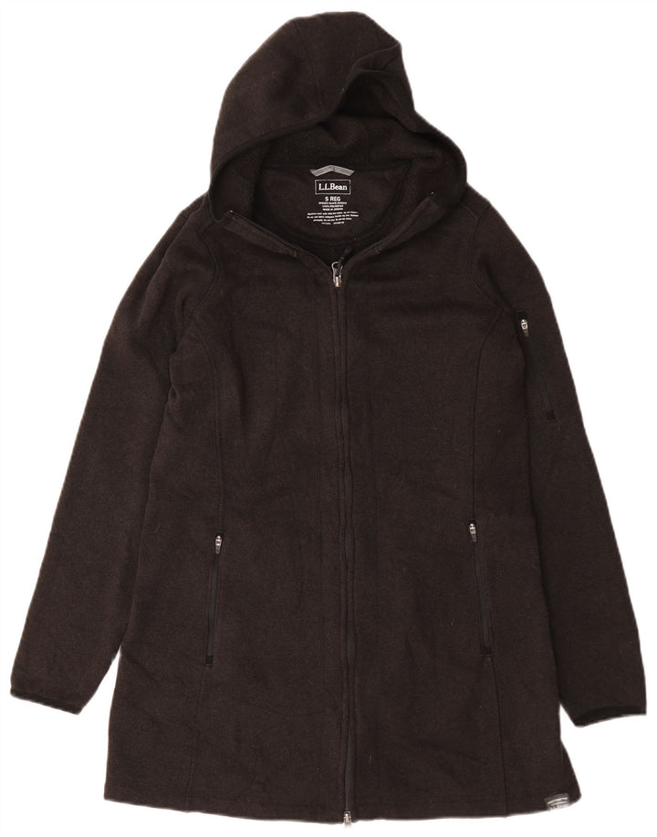 L.L.Bean Womens Hooded Overcoat UK 10 Small Grey Polyester