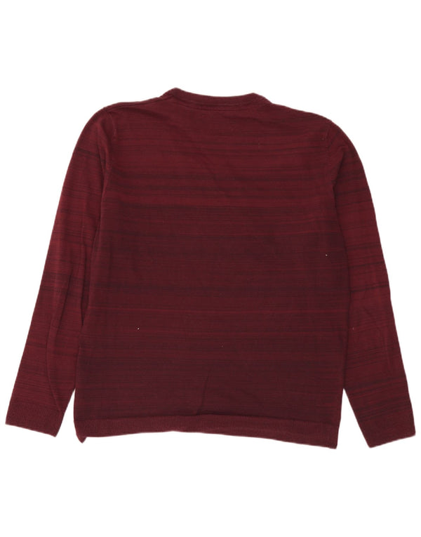 Jack & Jones Mens Crew Neck Jumper Sweater XL Burgundy Pinstripe Cotton