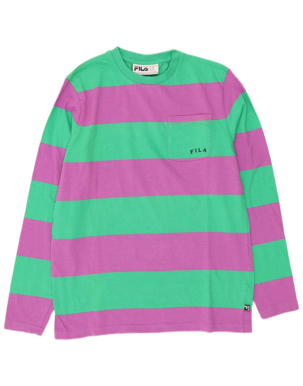 Fila Mens Top Long Sleeve IT 44 XS Multicoloured Striped Cotton