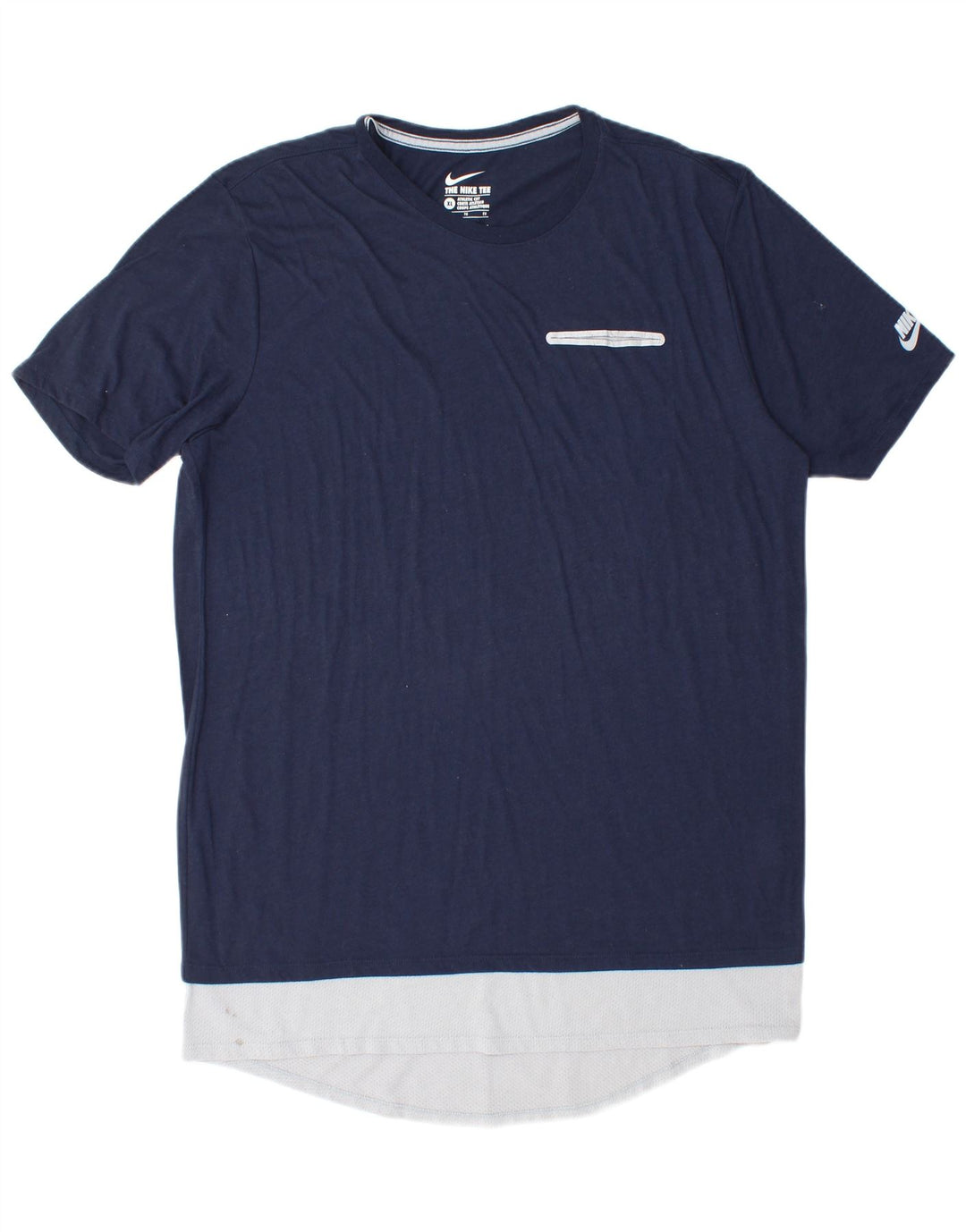 Nike Mens Athletic Cut T-Shirt Top XL Navy Blue Colourblock Polyester