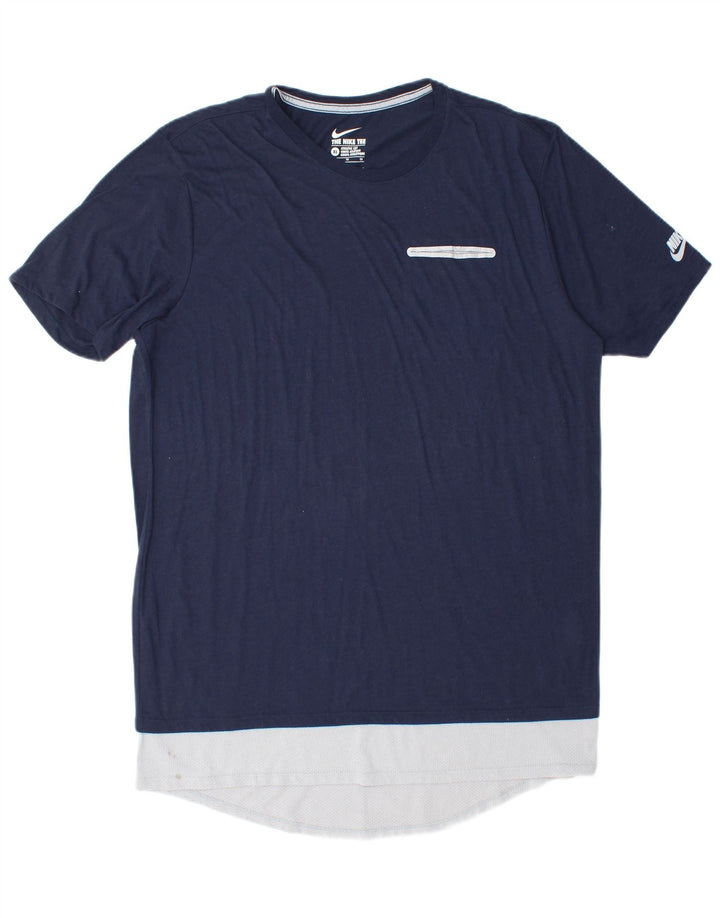 Nike Mens Athletic Cut T-Shirt Top XL Navy Blue Colourblock Polyester