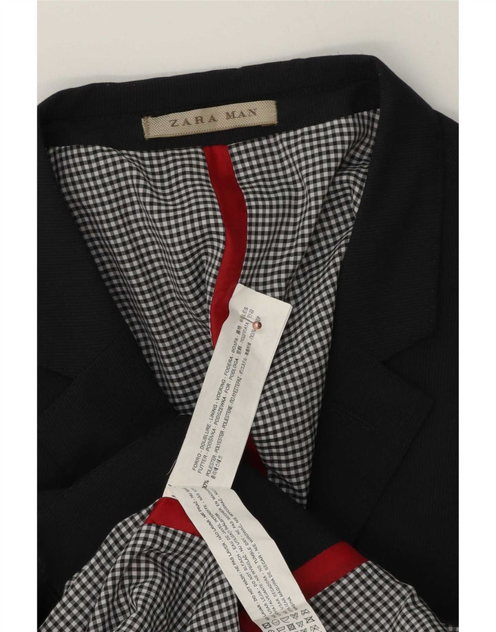 Zara Mens 2 Button Blazer Jacket UK 38 Medium Grey Polyester