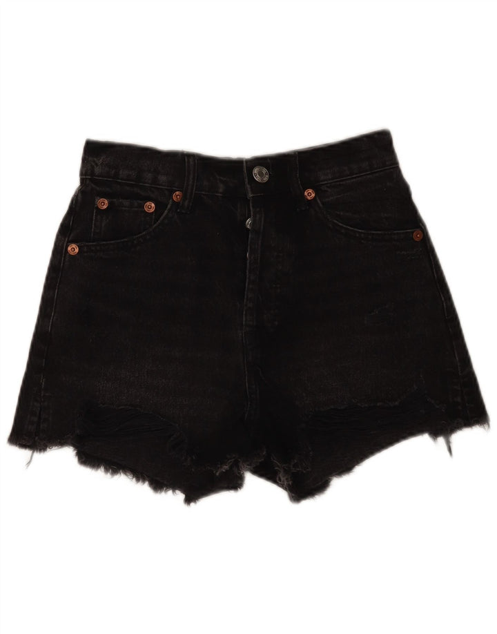 Zara Womens Denim Shorts EU 34 2XS W24 Black