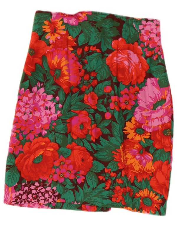 Marella Womens Pencil Skirt UK 12 Medium W28 Multicoloured Floral Cotton