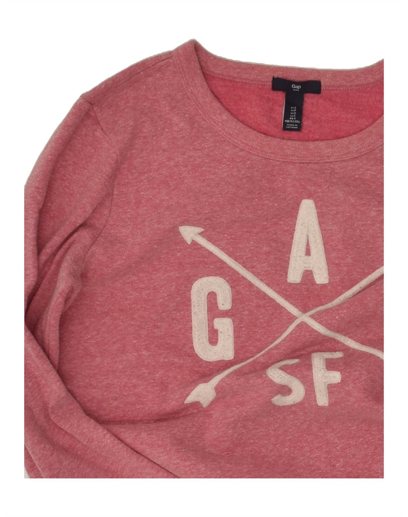 GAP Womens Graphic Sweatshirt Jumper UK 10 Small Pink Cotton Vintage Gap and Second-Hand Gap from Messina Hembry 