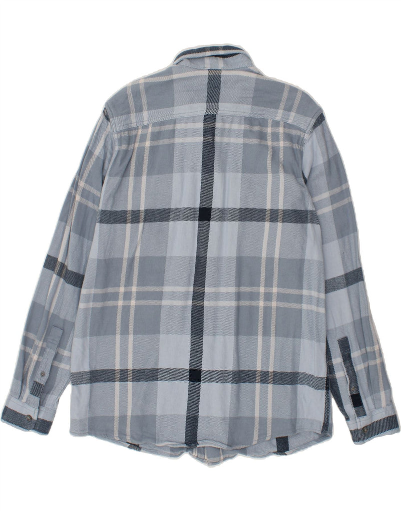 EDDIE BAUER Mens Tall Classic Fit Overshirt Shirt Large Blue Check Cotton Vintage Eddie Bauer and Second-Hand Eddie Bauer from Messina Hembry 