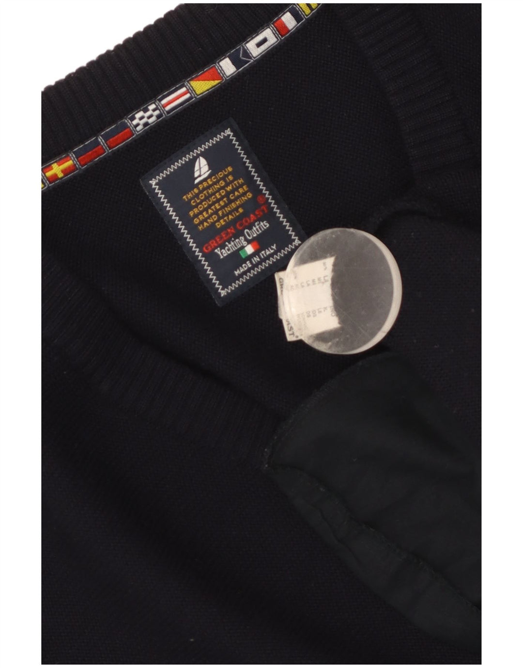 GREEN COAST Mens Cardigan Sweater IT 54 XL Navy Blue Merino Wool