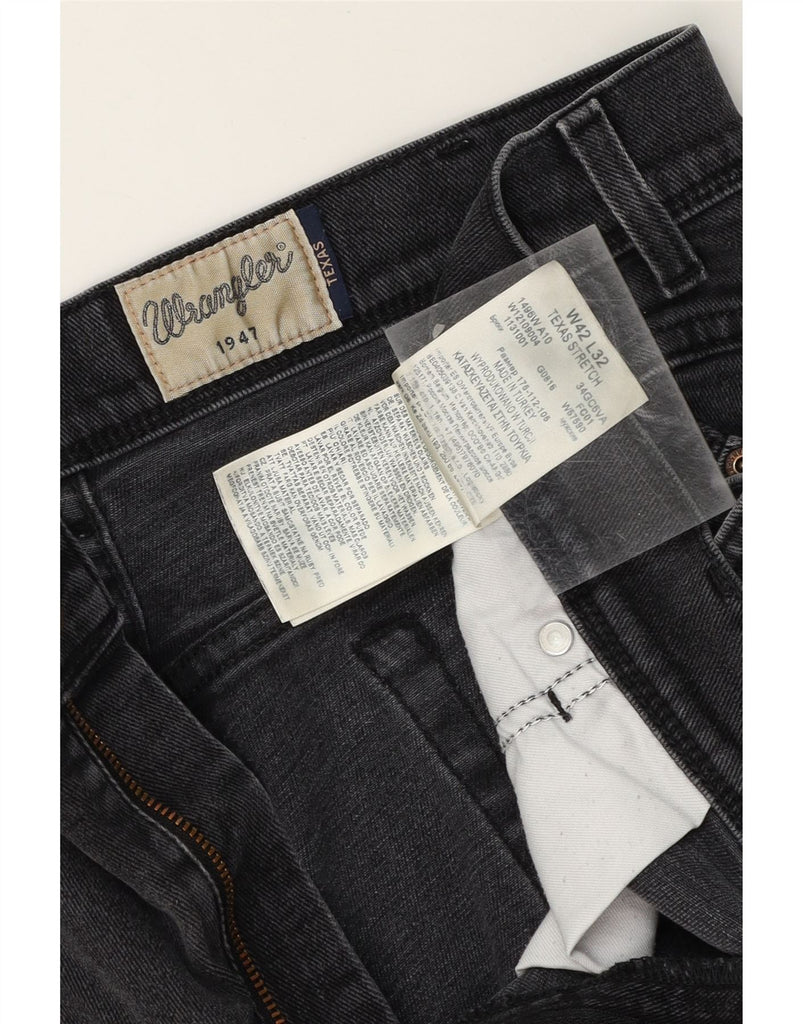 WRANGLER Mens Texas Stretch Slim Jeans W42 L32 Black Cotton Vintage Wrangler and Second-Hand Wrangler from Messina Hembry 