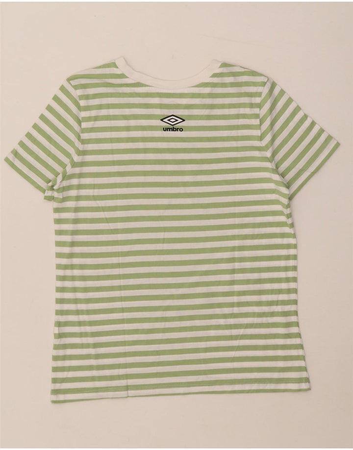 UMBRO Womens Graphic T-Shirt Top UK 12 Medium Green Striped