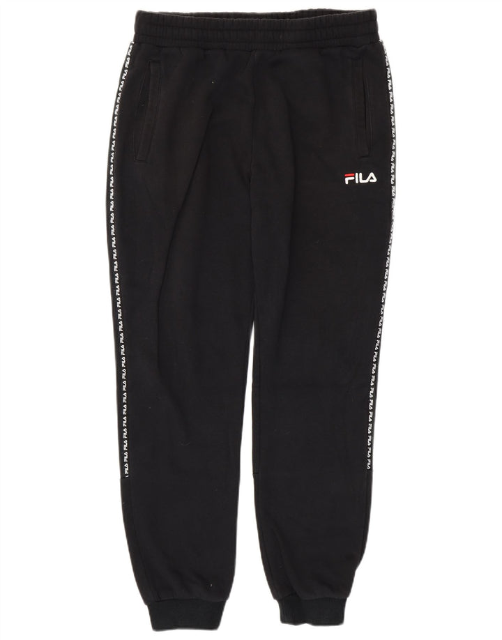 FILA Mens Graphic Tracksuit Trousers Joggers Medium Black Cotton