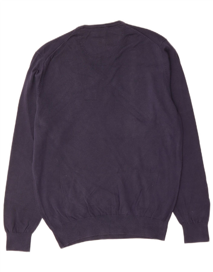 MASSIMO DUTTI Mens V-Neck Jumper Sweater Medium Navy Blue