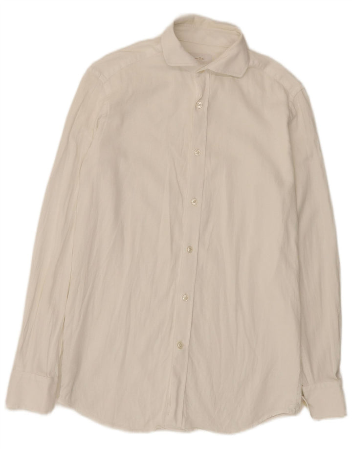 Massimo Dutti Mens Shirt Size 39 Medium White Cotton