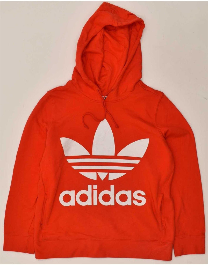 ADIDAS Womens Loose Fit Graphic Hoodie Jumper UK 14 Large  Red Cotton Vintage Adidas and Second-Hand Adidas from Messina Hembry 