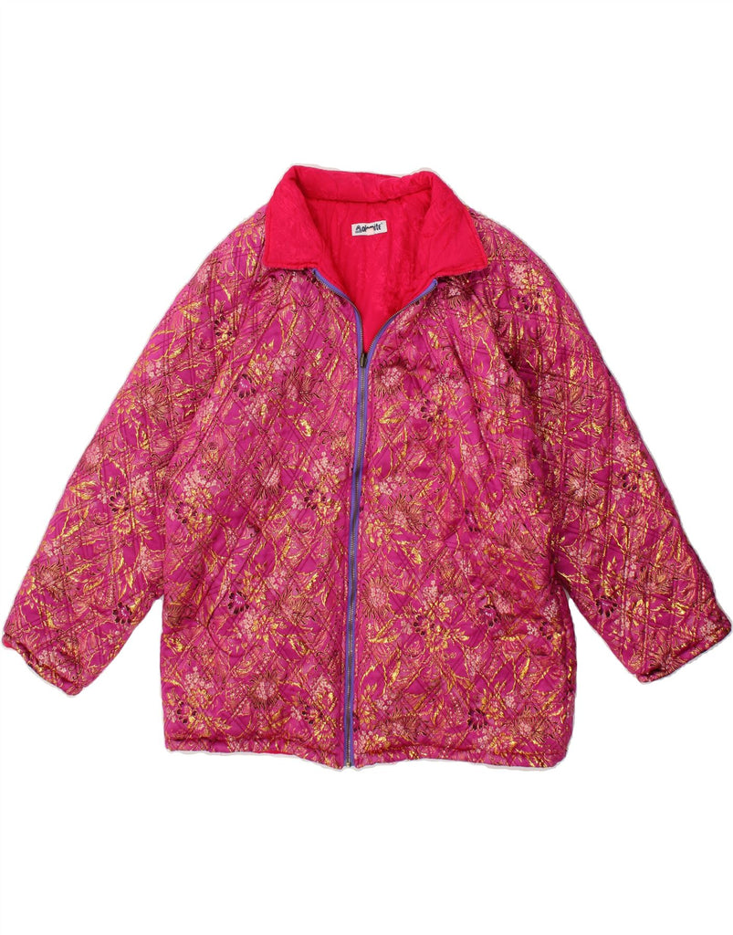 DOLOMITE Womens Padded Jacket UK 16 Large Pink Floral Silk | Vintage Dolomite | Thrift | Second-Hand Dolomite | Used Clothing | Messina Hembry 