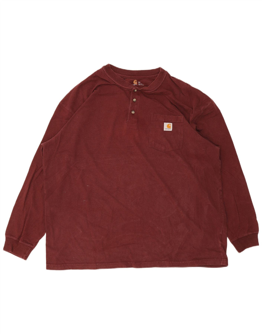 CARHARTT Mens Top Long Sleeve 2XL Burgundy Cotton