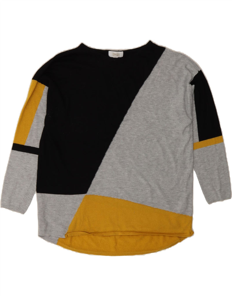VINTAGE Womens Boat Neck Jumper Sweater UK 12 Medium Multicoloured Vintage Vintage and Second-Hand Vintage from Messina Hembry 