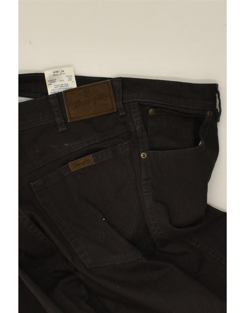 WRANGLER Mens Regular Fit Straight Jeans W36 L34 Black Cotton | Vintage Wrangler | Thrift | Second-Hand Wrangler | Used Clothing | Messina Hembry 