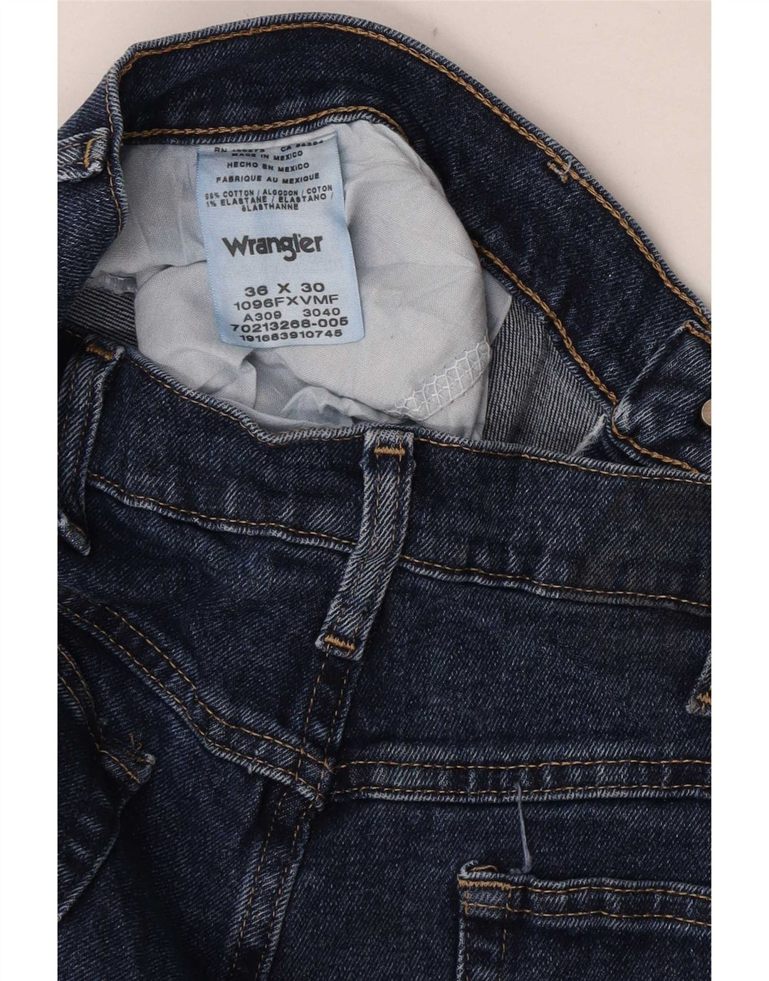 Wrangler Mens Straight Jeans W36 L30 Blue Cotton