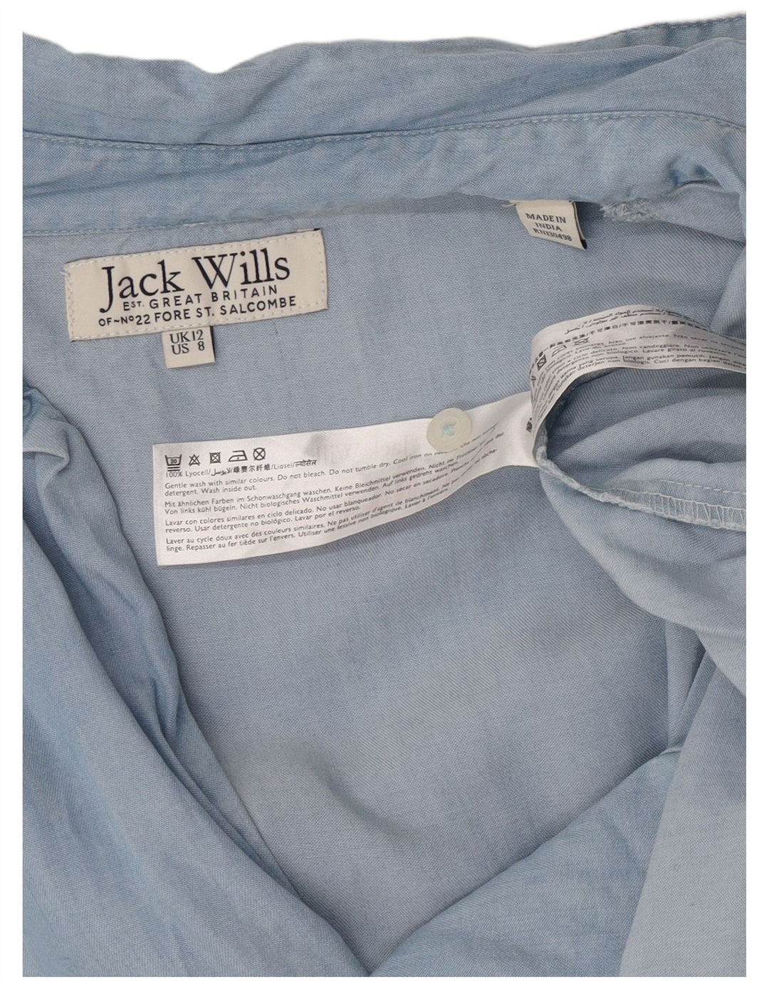 Jack Wills Womens 3/4 Sleeve Oversized Pullover Shirt UK 12 Medium Blue
